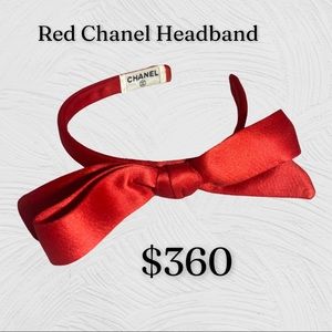 Vintage Chanel Red Silk Headband authentic